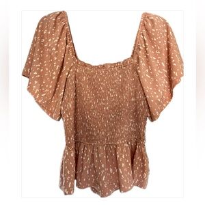 Mittoshop Brown Smocked Blouse